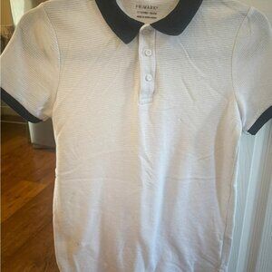 Primark Men's Polo Shirt in White with Black Trim